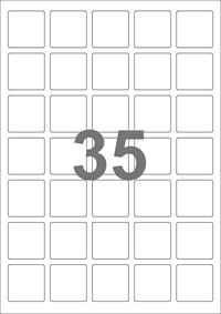 35 etiketter/A4-ark, 35,0 x 35,0 mm, Scan-Gloss, hvid, 100 ark