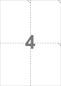 A4-etiketter, 4 etiketter/pr. ark, 105 x 147,64 mm, perforerede, hvid blank med permanent lim, til din laser bordprinter.