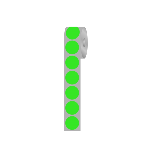 Runde etiketter, Ø13 mm, grøn neon, 1.000 stk.