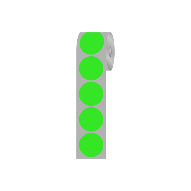 Runde etiketter, Ø19 mm, grøn neon, 1.000 stk.