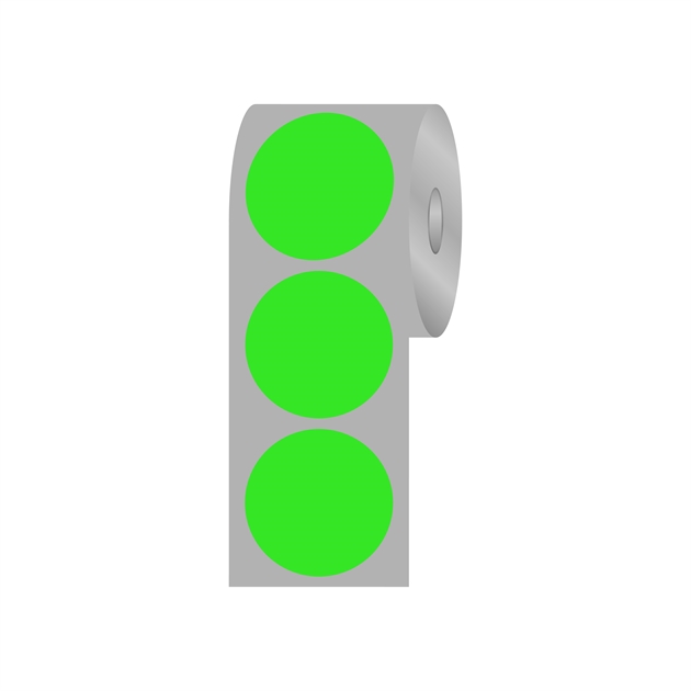 Runde etiketter, Ø32 mm, grøn neon, 1.000 stk.