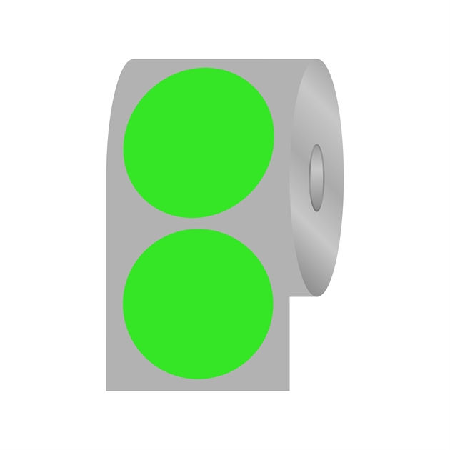 Runde etiketter, Ø50 mm, grøn neon, 1.000 stk.