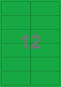 12 etiketter/A4-ark, 99,1 x 47,5 mm, ScanColour, grøn, 50 eller 100 ark