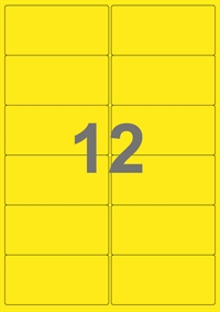 12 etiketter/A4-ark, 99,1 x 47,5 mm, ScanColour, gul, 50 eller 100 ark
