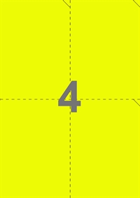 A4-etiketter, 4 etiketter/pr. ark,  105 x 147,64 mm, perforerede, gul med permanent lim, til din inkjet eller laser bordprinter.