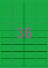 36 etiketter/A4-ark, 48,0 x 31,0 mm, ScanColour, grøn, 100 ark