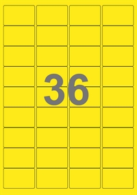 36 etiketter/A4-ark, 48,0 x 31,0 mm, ScanColour, gul, 50 eller 100 ark