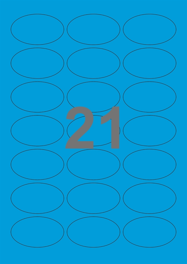 lækage Grønne bønner Udsøgt 21 etiketter/A4-ark, ovale, 60 x 35 mm, ScanColour, blå, 100 ark