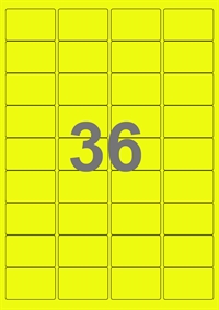 36 etiketter/A4-ark, 48,0 x 31,0 mm, ScanNeon, gul, 50 eller 100 ark