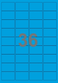 36 etiketter/A4-ark, 48,0 x 31,0 mm, ScanColour, blå, 50 eller 100 ark