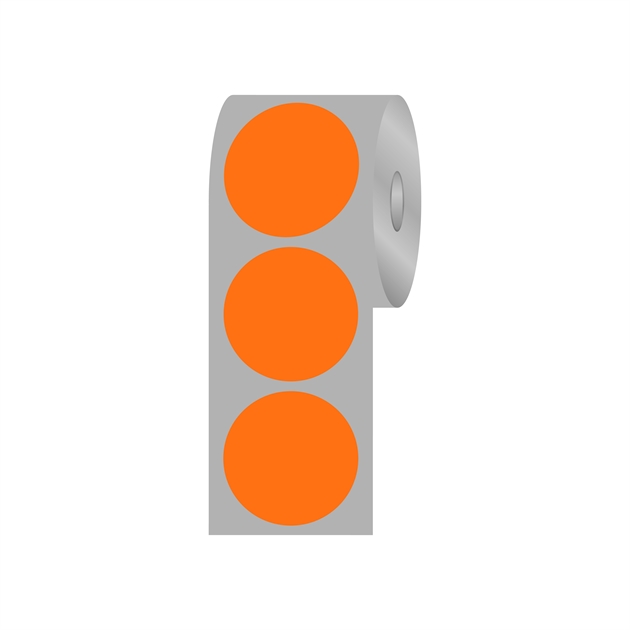 Runde etiketter, Ø32 mm, orange neon, 1.000 stk.