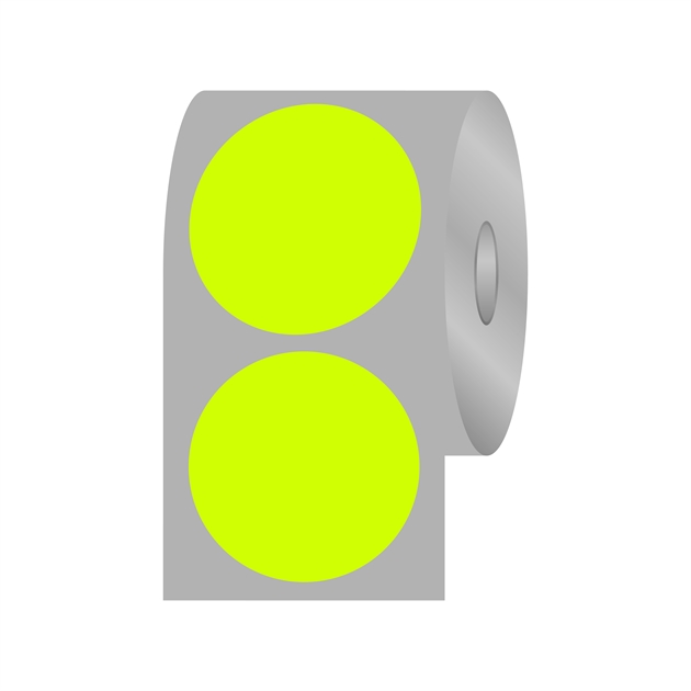 Runde etiketter, Ø50 mm, gul neon, 1.000 stk.