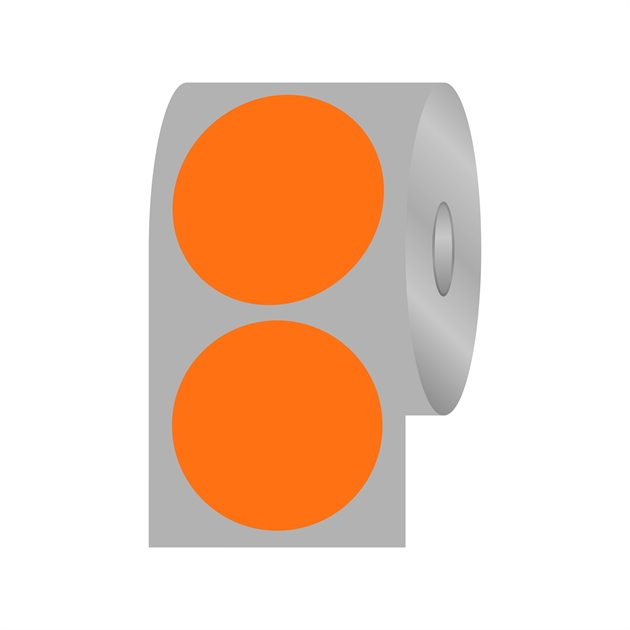Runde etiketter, Ø50 mm, orange neon, 1.000 stk.
