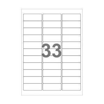 33 etiketter/A4-ark, 64 x 24,3 mm, ScanMatt, hvid, aftagelig lim, 100 ark - Hvide etiketter, aftagelig lim