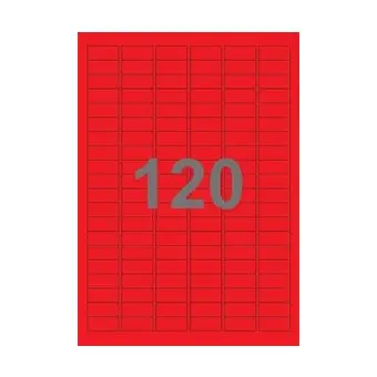 120 etiketter/A4-ark, 30 x 14 mm, ScanColour, rød, 100 ark - Rød
