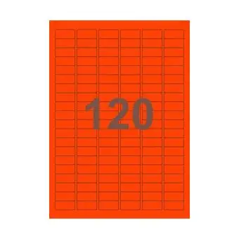 120 etiketter/A4-ark, ScanNeon, rød, 100 ark - Neon rød