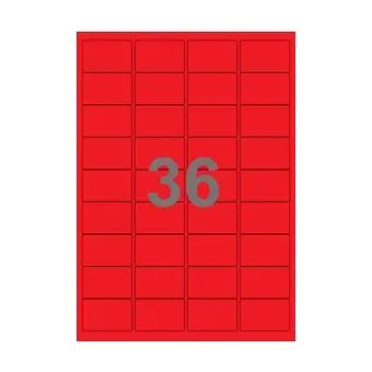 36 etiketter/A4-ark, 48,0 x 31,0 mm, ScanColour, rød, 100 ark - Rød