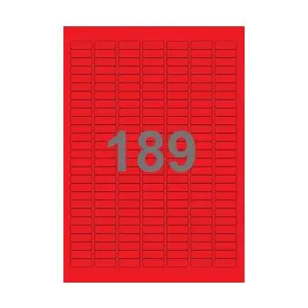 189 etiketter/A4-ark, 25,4 x 10 mm, ScanColour, rød, 100 ark - Rød