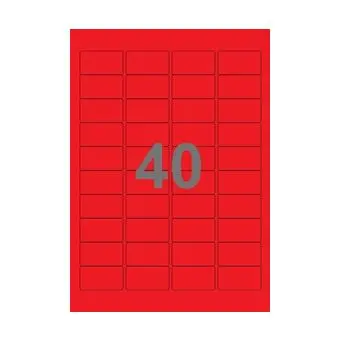 40 etiketter/A4-ark, 45,7 x 25,4 mm, ScanColour, rød, 100 ark - Rød