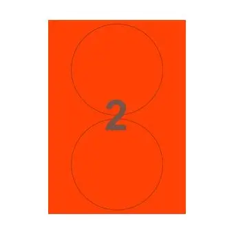 2 etiketter/A4-ark, Ø140 mm ScanNeon, rød, 100 ark - Neon rød