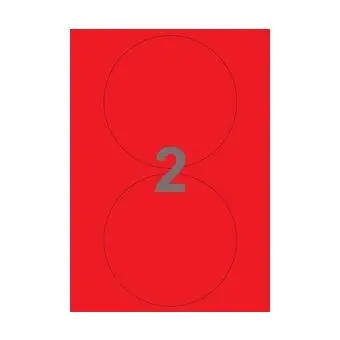2 etiketter/A4-ark, Ø140 mm, ScanColour, rød, 100 ark - Rød