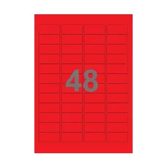 48 etiketter/A4-ark, 45,7 x 21,2 mm, ScanColour, rød, 100 ark - Rød