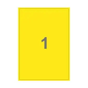 1 etiket/A4-ark, 199,6 x 289 mm, ScanColour, gul, 100 ark - Alle A4-etiketter
