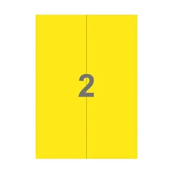 2 forsendelsesetiketter/A4-ark, 105 x 295,3 mm, ScanColour, gul,  100 ark - Alle A4-etiketter