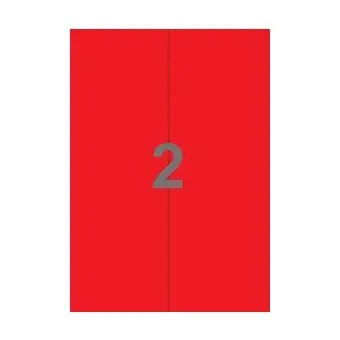 2 forsendelsesetiketter/A4-ark, 105 x 295,3 mm, ScanColour, rød,  100 ark - Alle A4-etiketter