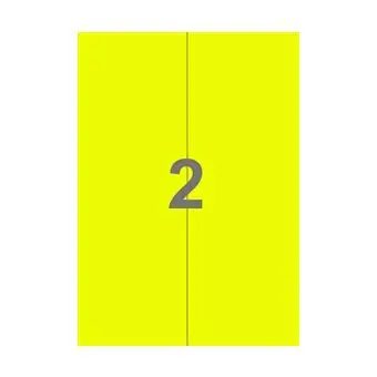 2 forsendelsesetiketter/A4-ark, 105 x 295,3 mm, ScanNeon, gul, 100 ark - Neon gul