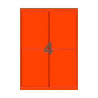 4 etiketter/A4-ark, ScanNeon, rød, 100 ark - Neon rød