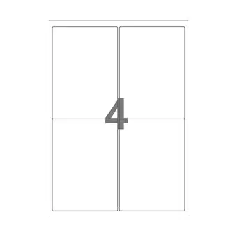 4 etiketter/A4-ark, 99,1 x 139 mm, ScanMatt, hvid, aftagelig lim, 100 ark - Hvide etiketter, aftagelig lim
