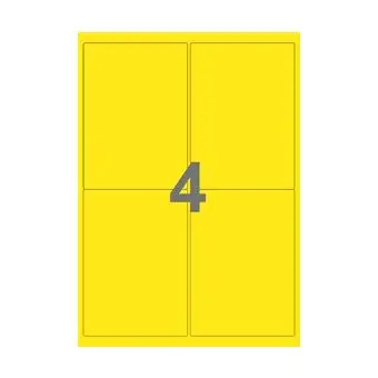4 etiketter/A4-ark, 99,1 x 139,0 mm, ScanColour, gul, 100 ark - Gul