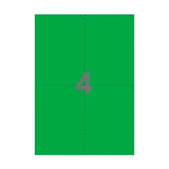 4 forsendelsesetiketter/A4-ark, 105 x 147,64 mm, ScanColour, grøn, 100 ark - Grøn