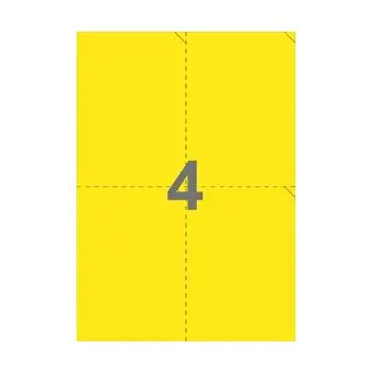 4 forsendelsesetiketter/A4-ark, 105 x 147,64 mm, ScanColour, gul, 100 ark - Gul