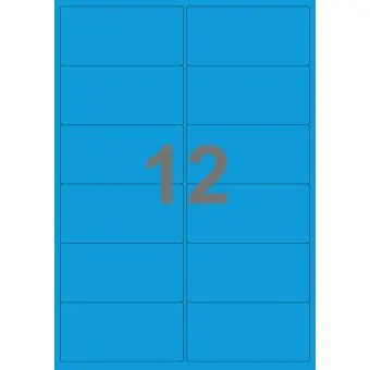12 etiketter/A4-ark, 99,1 x 47,5 mm, ScanColour, blå,  100 ark - Blå