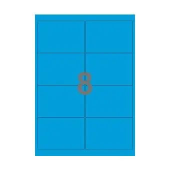 8 etiketter/A4-ark, 99,1 x 67,7 mm, ScanColour, blå, 100 ark - Blå