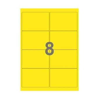 8 etiketter/A4-ark, 99,1 x 67,7 mm, ScanColour, gul, 100 ark - Gul