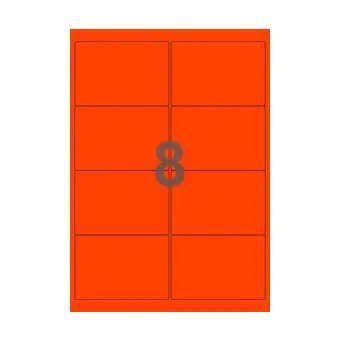 8 etiketter/A4-ark, ScanNeon, rød, 100 ark - Neon rød
