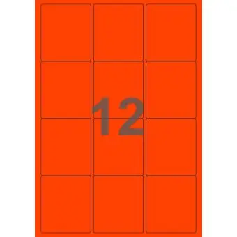 12 etiketter/A4-ark, ScanNeon, rød,  100 ark - Neon rød