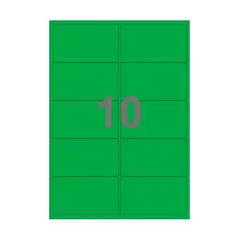 10 etiketter/A4-ark, 99,1 x 57 mm, ScanColour, grøn,  100 ark - Grøn