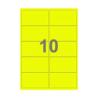 10 etiketter/A4-ark, 99,1 x 57 mm, ScanNeon, gul, 100 ark - Neon gul