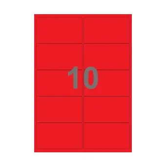 10 etiketter/A4-ark, ScanNeon, rød,  100 ark - Neon rød