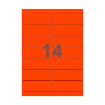14 etiketter/A4-ark, ScanNeon, rød, 100 ark - Neon rød