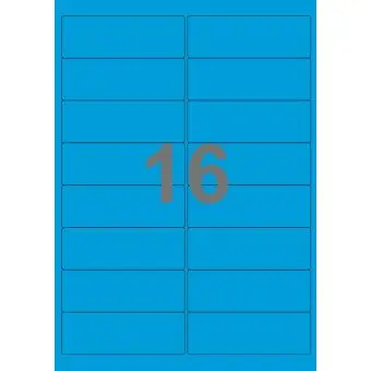 16 etiketter/A4-ark, 99 x 33,9 mm, ScanColour, blå, 100 ark - Blå