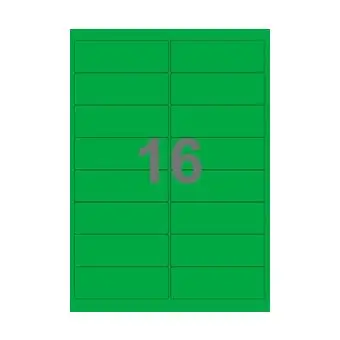 16 etiketter/A4-ark, 99 x 33,9 mm, ScanColour, grøn, 100 ark - Grøn