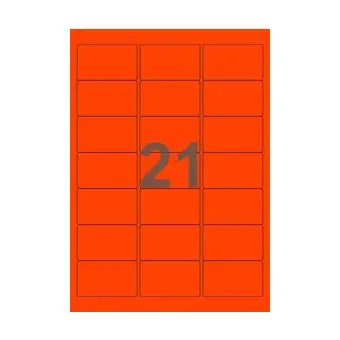21 etiketter/A4-ark, ScanNeon, rød, 100 ark - Neon rød