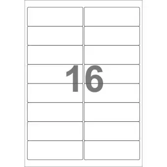 16 etiketter/A4-ark, 99 x 33,9 mm, ScanMatt, hvid, permanent lim, 100 ark - Hvide etiketter, permanent lim