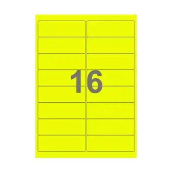 16 etiketter/A4-ark, 99 x 33,9 mm, ScanNeon, gul, 100 ark - Neon gul
