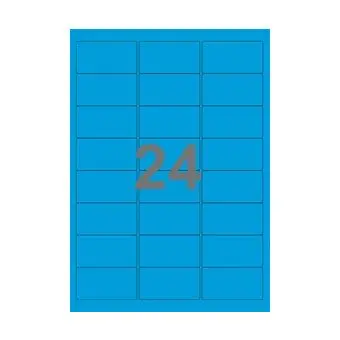 24 etiketter/A4-ark, 64 x 33,9 mm, ScanColour, blå, 100 ark - Blå